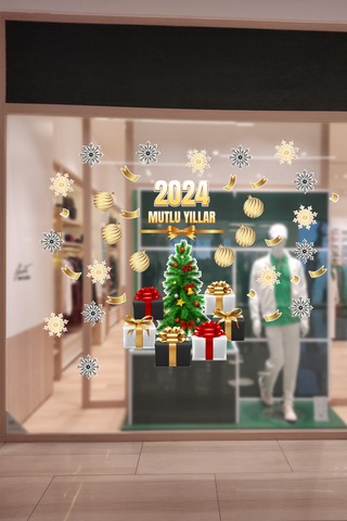 Crevidi Mağaza Mutlu Yıllar 2024 Vitrin Süsü Sticker 132 Parça