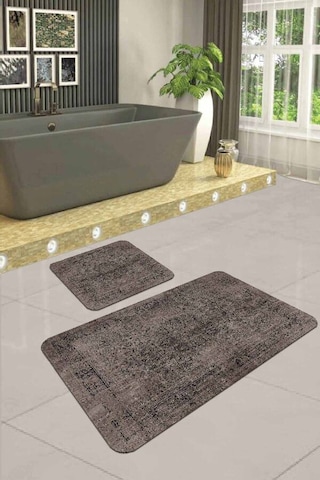 Kahve Modern Klasik Banyo Halısı Klozet Paspas Seti Bs238n11 Kahverengi