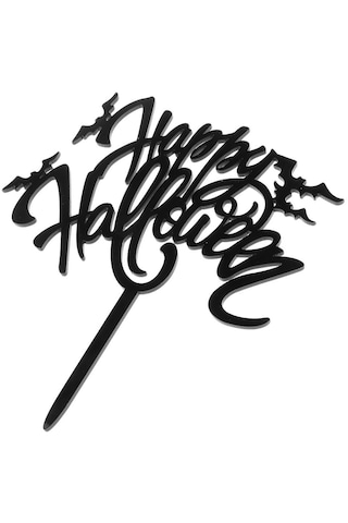 Homyl Akrilik Mutlu Cadılar Bayramı Yarasa Kek Toppers Partisi Siyah