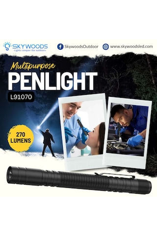 Skywoods Pl5 Zoom Pen El Feneri 270 Lümen Siyah