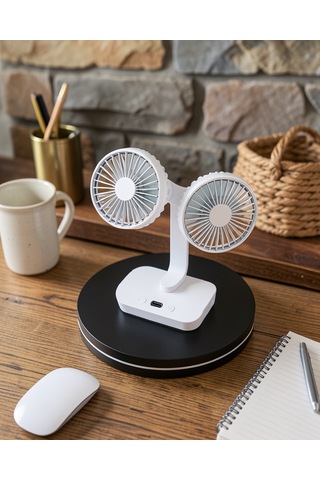 720 Döner Çift Taraflı Usb Şarjlı Masaüstü Vantilatör Uczzzsp01fan-6