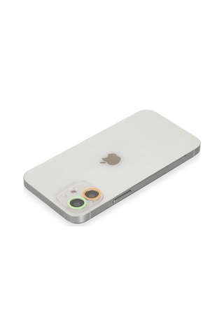 Apple Uyumlu,  iPhone 11 Renkli Kamera Lens Koruma Cam - Turuncu-yeşil