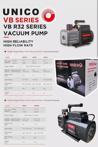 Unico Vakum Pompası Vb120 1/4hp 3,5 M3 56-68 L/min