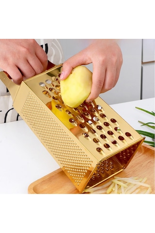 Symbee Ev Mutfak İçin Çelik Dört Yönlü Zeytinyağlı Sebze Dilimleyici - Salatalık, Patates, Sarımsak Dilimleme Aleti A199 Pembe Altın Diğer