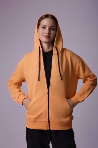 Defys Defy S Kadın Oversize Kapüşonlu Fermuarlı Cepli Sweatshirt Oranj - 527346818 Oranj