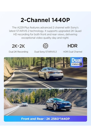 Viofo A229 3 Kameralı Ön-iç-arka ++1080p Hdr Starvis 2 Wifi Gps Li Araç Kamerası Sku: Smg8690010052179