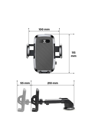 2 Modlu Klima + Torpido Araç Telefon Tutacağı Cam Havalandırma Vantuzlu Araba Telefon Tutucu Tt01