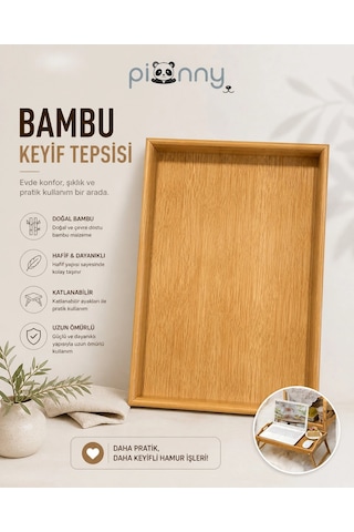 Pionny Katlanabilir Bambu Keyif Tepsisi Çok Renkli