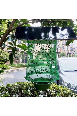 Aubyhe Demir Tel Ve Plastik Yeşil Sinek Tutma Kafesi - İğneli 4'lü Paket + Yem Tablası