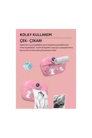 Teknoloji Gelsin Çift Kameralı Çocuk Anlık Baskılı Termal Yazıcı Dijital Fotoğraf Makinesi