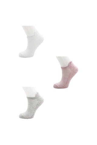 Kadın Çok Renkli Happy Yazılı Taş Işlemeli Pamuklu Patik Çorap 3'lu Paket Çok Renkli