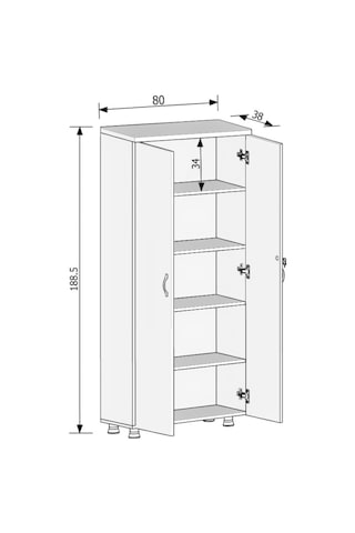 Modüler Dünyası Tam Kapak Kitaplık Dosya Dolabı Akça - 80X38X188 Akçaağaç