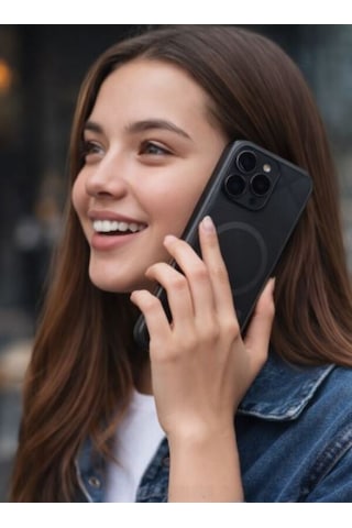 Ag Glass Apple Uyumlu iPhone 17 Pro Max Telefon Kılıfı Siyah