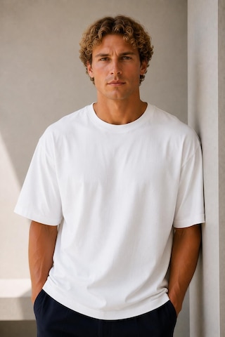Alexandergardi Oversize Bisiklet Yaka T-shirt Beyaz