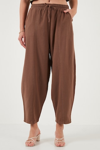Lela Pamuklu Relaxed Fit Normal Bel Daralan Paça Bayan Pantolon 668Yp5198 Kahve