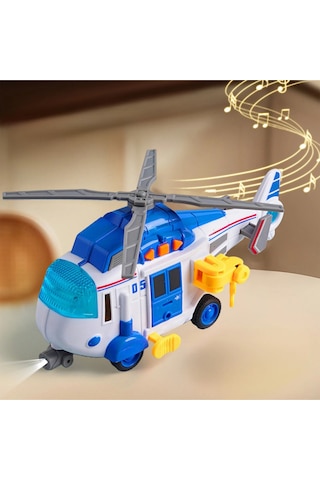 Sesli Ve Işıklı Kurtarma Helikopteri - Pervaneli Eğitici Oyuncak Helikopter 21 Cm