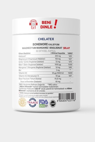 Chelatex Bonemore Kalsiyum Magnezyum İçeren Edici Gıda 60 Bitkise