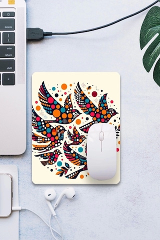 Sonictouch Renkli Kuşlar Pürüzsüz Yüzey Kaymaz Taban Dikişsiz Kenar Gamer Oyuncu Mouse Pad 19x23cm Mousepad