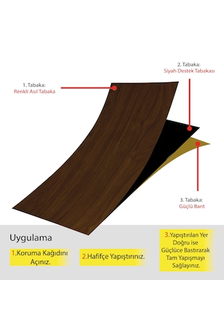 Tink Kendinden Yapışkanlı Teak Desenli Pvc Parke 25x80 Cm / 5 Adet
