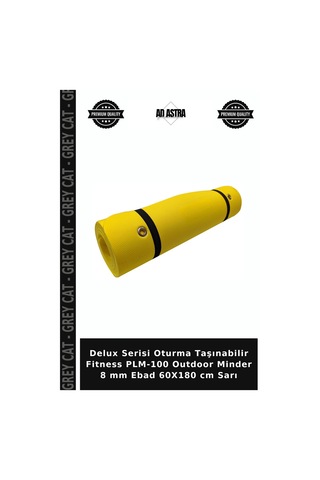 Delux Serisi Oturma Taşınabilir Fitness Plm-100 Outdoor Minder 8 Mm Ebad 60x180 Cm Sarı