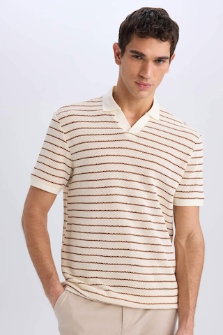 DeFacto Regular Fit Polo Yaka Çizgili Triko Kısa Kollu Tişört C4150AX25SMBN312