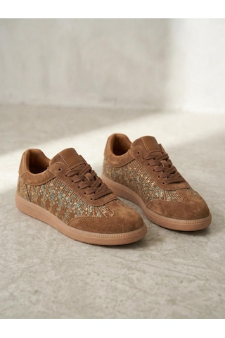 Venüs 2609922k Kadın Hakiki Deri Süet Desenli Sneaker Ayakkabı Taba