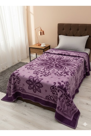 Tek Kişilik Mor Peluş Battaniye 160x220 Cm Koyu Mor