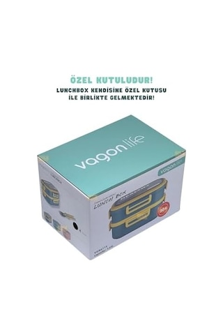 Bento 1650ml Lunchbox 2 Katlı 3 Bölmeli Paslanmaz Çelik Sefer Tası Yemek Kutusu Yeşil Bakır