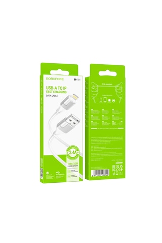 Borofone 2.4a Şarj Ve Data Kablo Usb To Lightning - Bx101 Beyaz
