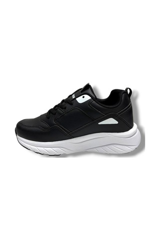 Queen Step 2105-26 Cilt Deri Anatomik Kadın Sneaker Siyah Beyaz 36-40 Siyah