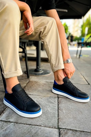 Ch979 - Santoni Gbt Spor Erkek Ayakkabı Sıyah/mavı Çok Renkli