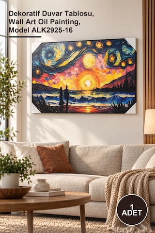 1 Adet Yağlı Boya Pano Duvara Asmalı 90x60 Cm Dekoratif Duvar Tablosu, Wall Art Oil Painting, Model Alk2925-16