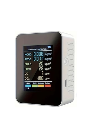 Boatshop1 Portable Mini Co2 Dedektor Hava Kalitesi Sicaklik Nem Olcer Tvoc Hcho Dedektor White 1 1pc Seyahat Ev Icin Sarj Edilebilir Pil Usb
