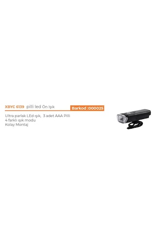 Xbyc 6139 150 Lumen Bisiklet Pilli Ön Far Işık 4 Modlu Pilli Far Gri - Siyah