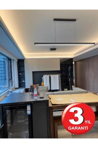 Lineer 150cm Siyah Kasa Ledli Sarkıt Modern Led Avize, Salon, Mutfak, Masa Üstü Avize 4000k G 4000k Gün Işığı