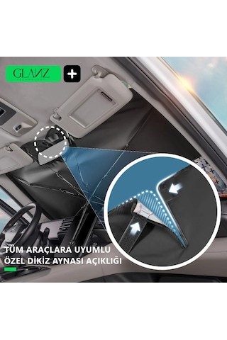 Glanz Premium Güneşlik Şemsiye Oto Katlanabilir Araba Ön Cam Gölgelik Güneş Koruyucu 145-79 CM