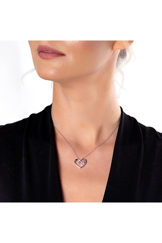 Zirkon Taşlı Kalp Tasarım "Eros" Temalı 925 Ayar Gümüş Kolye (457818875)