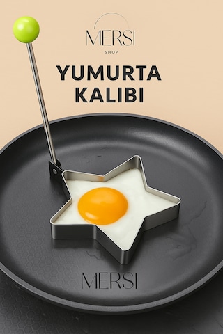 Metal Yıldız Omlet Ve Krep Kalıbı Yapışmaz Şekilli Yumurta Pişirme Kalıbı Altın