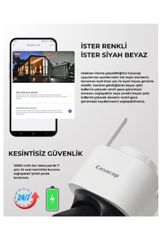 Casacop Q9 4g Solar Sim Kartlı Sesli Alarmlı Suya Dayanıklı Kamera