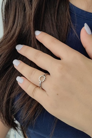 Chavin Çelik Silver Güneş Model Bayan Yüzük Ev35by 001