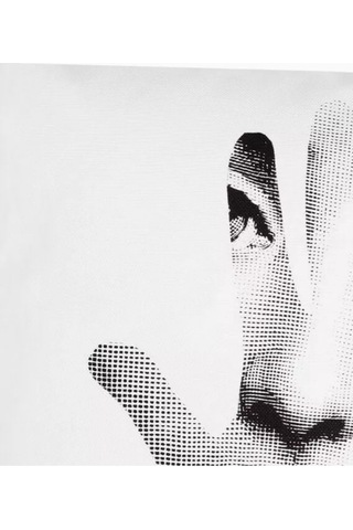 Fornasetti Mano Dekoratif Yastık, Çift Taraflı Sanat Ve Koleksiyonluk Yastık Kılıfı Beyaz 40 X 40