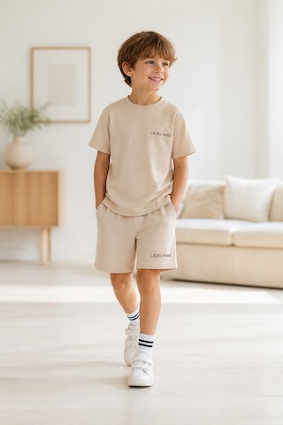 Eray Alp Kids Unisex Çocuk Bej Tişört Şort Takımı Yazlık Günlük Model