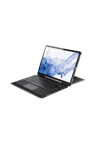 Dux Ducıs Samsung Uyumlu Galaxy Tab S8+ / S7+ / S7 Fe İçin Ayrılabilir Bluetooth Klavye Touchpad Pu Deri Kılıf- 5775 Arka Kapak