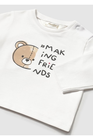 Mayoral Erkek Bebek Baskılı Sweatshirt Beyaz