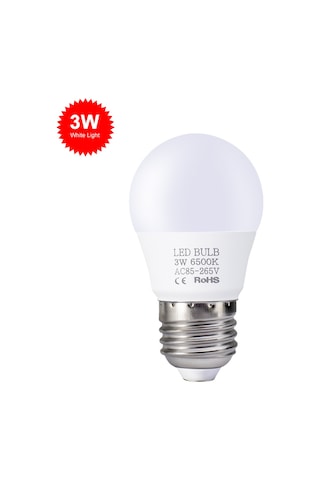 Gajeena E27 Uçlu Led Ampul 3w Enerji Tasarruflu 85-265v Beyaz Işık 6000-6500k Smd 2835 Teknoloji 270 Derece Açılımlı Şeffaf