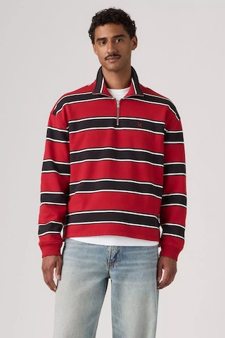 Levi's Çizgili % 100 Pamuk Yarım Fermuarlı Dik Yaka Sweat Erkek Sweat 0083x-0002 Kırmızı