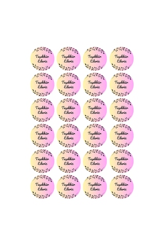 96'lı Pembe Yaprak Detaylı Teşekkür Ederiz Paket Etiketi 4x4 Cm Yuvarlak Müşteri Teşekkür Sticker Ambalaj