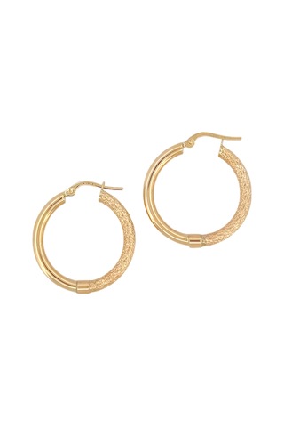 Altın Nesil - 14 Ayar Altın Geçme Kumlu Büyük Boru Halka Küpe Altın - Beyaz Altın