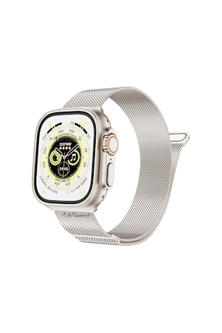 iOS Uyumlu Watch Ultra 49MM Metal Hasır Mıknatıslı Örgü Kordon Kayış