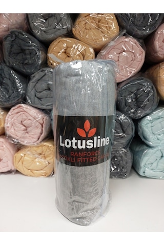 Lotusline Ranforce Fitted Battal Çift Kişilik Çarşaf Seti-gri Gri